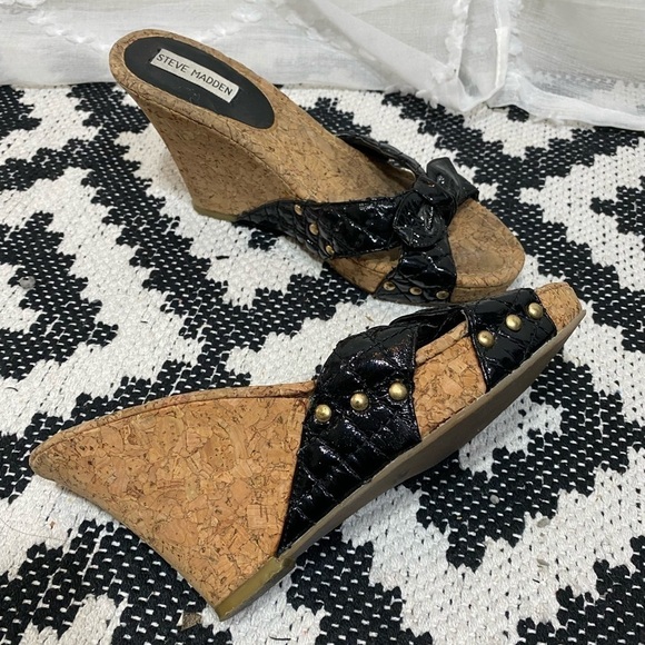 Steve Madden 90’s cork wedges with bow detail size 8 - Picture 6 of 10